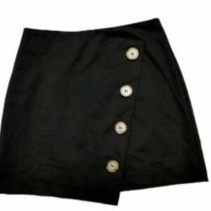 DO+BE Black Mini Skirt with Button Accents